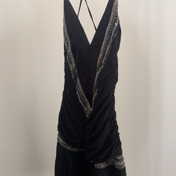 Black Sequin Ruched Dress Low-back - Picture 3 of 6